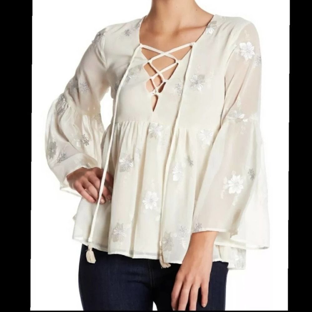 Show Me Your MuMu Poet Tie Top in Creme